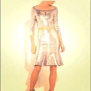 Herve Leger  RoseGold 2 piece crop kickskirt